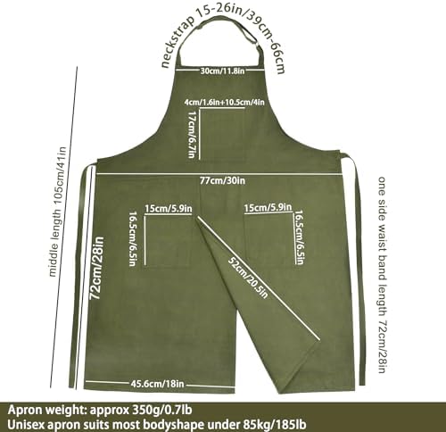 Molaxhome Split Pottery Apron with 3 Pockets Unisex with Adjustable Strap | Cotton Blend,Kitchen Apron,for Ceramics,Gardening,Kitchen Cooking - Image 5