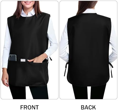 BOHARERS 2 Piece Smock Cobbler Apron for Women men-with Side Ties and 3 Pockets for Chef kitchen,Cleaning,Hairstylist - Image 2