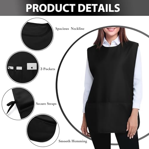 BOHARERS 2 Piece Smock Cobbler Apron for Women men-with Side Ties and 3 Pockets for Chef kitchen,Cleaning,Hairstylist - Image 3