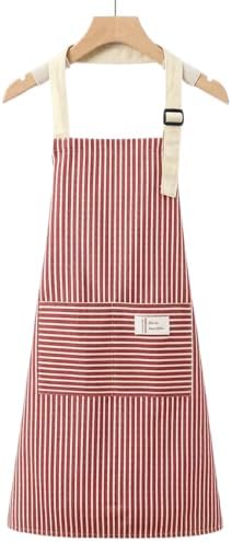 Chef Apron Bib Apron with 2 Large Pockets Adjustable Neck Strap Kitchen Apron Cooking Apron Stripes Baking Apron by Unknown