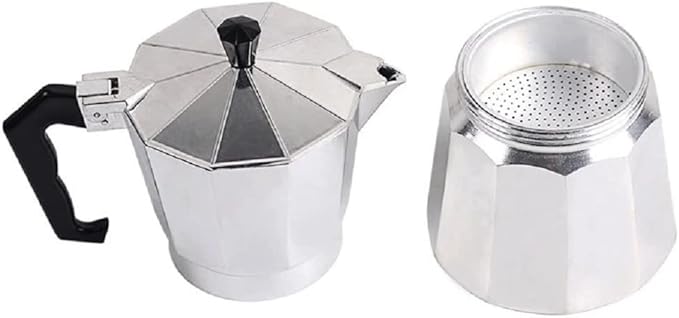 J&V TEXTILES Stovetop Espresso and Coffee Maker, Moka Pot for Classic Italian and Cuban Café Brewing, Cafeteria, (9-Cup)
