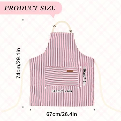 2Pack Adjustable Kitchen Apron for Women Men with 2 Pockets，Cotton-Polyester Blend Bib Aprons for Cooking,Baking - Image 2