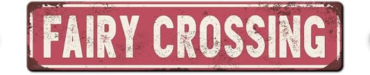 Fairy Crossing Metal Tin Sign (4''x16''), Vintage Plaque Decor Wall Art, Wall Room Decor, Home Restaurant Bar Cafe Decor Dust-proof by Unknown