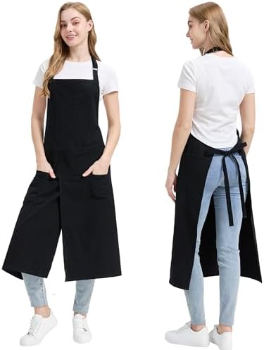 Molaxhome Split Pottery Apron with 3 Pockets Unisex with Adjustable Strap | Cotton Blend,Kitchen Apron,for Ceramics,Gardening,Kitchen Cooking by Molaxhome