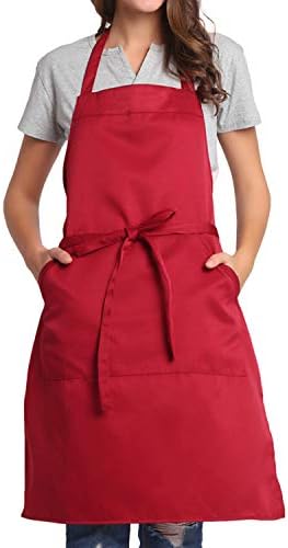 BIGHAS Adjustable Bib Apron with Long Ties for Women Men 18 Colors Chef Kitchen Cooking by BIGHAS