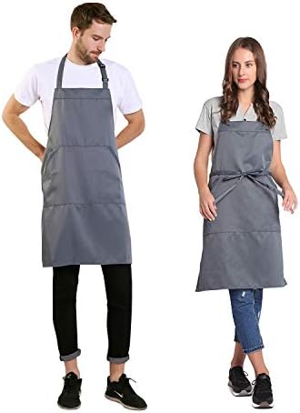 BIGHAS Adjustable Bib Apron with Long Ties for Women Men 18 Colors Chef Kitchen Cooking - Image 2