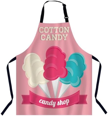 Cotton Candy Kitchen Apron for Women Men, Unisex Adjustable Cooking Apron, Waterproof Apron for Home Kitchen, Restaurant, Coffee House by Unknown