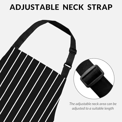 2Pack Adjustable Kitchen Apron for Women Men with 2 Pockets，Cotton-Polyester Blend Bib Aprons for Cooking,Baking - Image 5