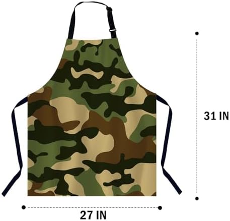 Beige Black Brown Camouflage Bib Apron with Adjustable Neck for Men Women,Suitable for Kitchen Cooking Chef Grill Bistro BBQ Apron - Image 2