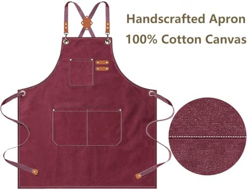 AFUN Aprons for Men Women with Large Pockets, 16-Ounce Cotton Canvas Cross Back Apron - Image 5