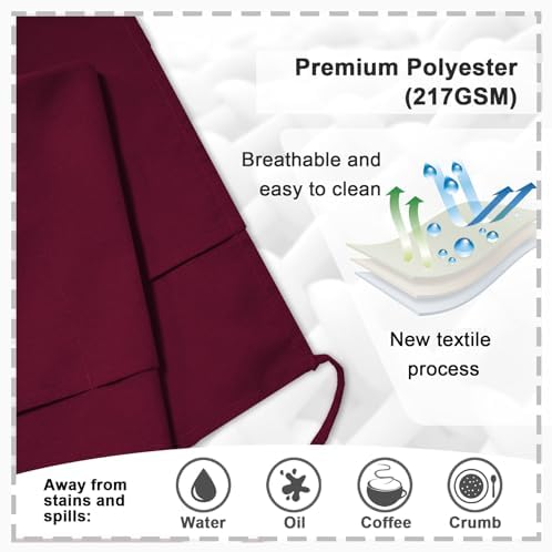 PLOYMONO 3P Burgundy Server Apron with 3 Pockets,Short Waist Waitress Apron | Polyester Short Waiter Apron with 3 Deep Pockets, Great for Restaurant Servers, Bartenders, Hosts, Baristas - Image 3