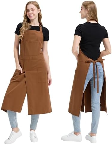 Molaxhome Split Pottery Apron with 3 Pockets Unisex with Adjustable Strap | Cotton Blend,Kitchen Apron,for Ceramics,Gardening,Kitchen Cooking by Molaxhome