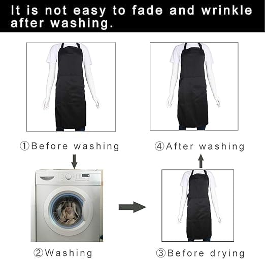 BIGHAS Adjustable Bib Apron with Long Ties for Women Men 18 Colors Chef Kitchen Cooking - Image 3