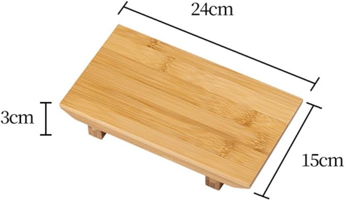 Bamboo Sushi Plate Japanese Style Sushi Serving Tray, Wooden Sushi Board & Sashimi Platter – Natural Eco-Friendly Bamboo Tableware for Sushi Rolls, Nigiri & Appetizers (9.45" × 5.91", Count, 10)