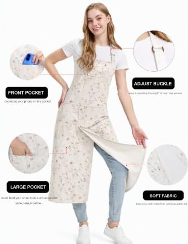 Molaxhome Split Pottery Apron with 3 Pockets Unisex with Adjustable Strap | Cotton Blend,Kitchen Apron,for Ceramics,Gardening,Kitchen Cooking - Image 3
