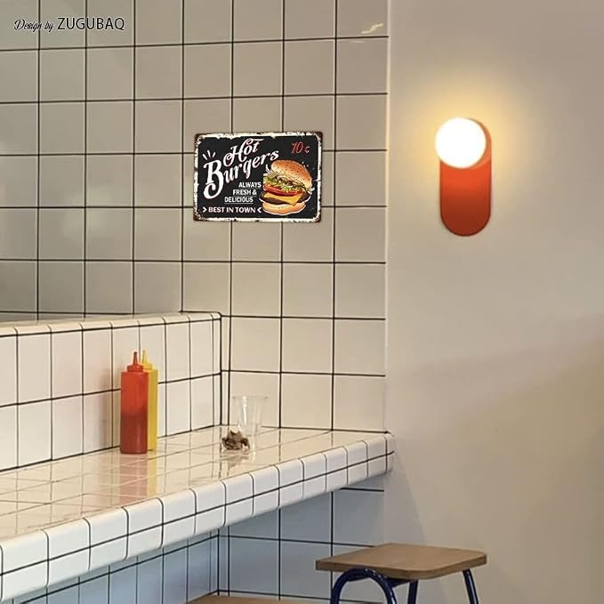 Hot Burgers Tin Signs Vintage Metal Sign Funny Food Art Printing Poster Wall Decor for Home Kitchen Bar Restaurant Cafe Pub Indoor Outdoor 12x8 Inch Hanging Plaque - Image 6