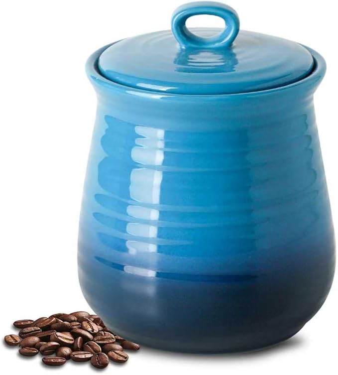 Hasense Kitchen Storage Containers, 35 oz Canister with Airtight Lids, Cookie Jar with Airtight Lid for Countertop, Stylish Kitchen Container for Flour, Tea, Sugar, Salt, Gradient Blue