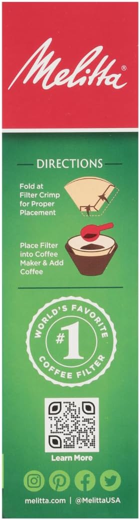 Melitta #4 Cone Coffee Filters, Natural Brown, 100 Count (Pack Of 6), 600 Total Filters - Fits all 8-12 Cup Cone Coffee Makers and Pour-Overs, Compostable, Tear-Resistant