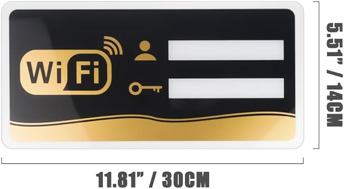 WiFi Password Sign - Acrylic WiFi Network Sign with Self-Stick Wall Mount for Restaurant, Office, Home, Bar, Coffee (11.8"L x 5.9"W)