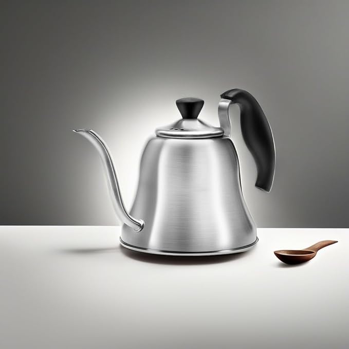 Coffee Kettle for Stove Top Premium Gooseneck Kettle, Pour Over Coffee Tea Pot, Stovetop Teapot, Hot Water Heater for Camping, Home & Kitchen, Stainless Steel - Small 28oz, Brushed