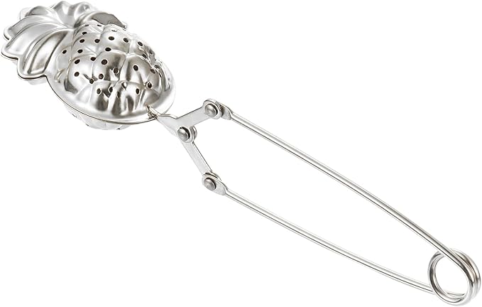 uxcell Pineapple Snap Tea Ball Infuser with Handle, Loose Tea Steeper, Stainless Steel Tea Strainer for Brew Loose Leaf Tea, Silver