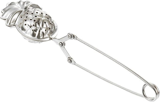 uxcell Pineapple Snap Tea Ball Infuser with Handle, Loose Tea Steeper, Stainless Steel Tea Strainer for Brew Loose Leaf Tea, Silver