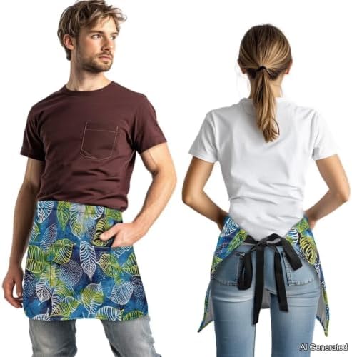 Server Apron with 3 Pockets 13 Inch Short Half Waist Aprons Waterproof Cooking Aprons for Women Men - Image 3