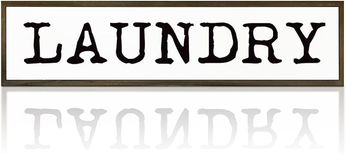 Laundry Signs Wall Decor, Rustic Hanging Decor, Wood Sign for Home Bathroom Laundry Room, Farmhouse Table Shelf Decoration, Framed Box Wood Signs 17.8x4x1.2 inches by WKYAER