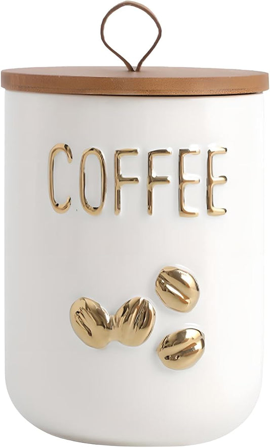 Ceramics Coffee Canisters with Airtight Lids, Simple Style Coffee Bean Storage for Kitchen Countertop, White Coffee Container for Ground Coffee Holder (27.05oz/800ml)