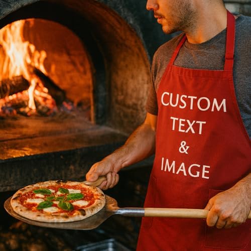 Custom Apron Women Men with Pockets Personalized Name Logo Cooking Aprons | Customizable Full Length Cotton Twill, Add Any Text Photo or Business Logo, Two Deep Pockets, 14 Colorways - Image 5
