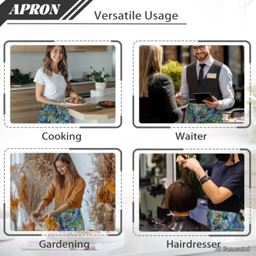 Server Apron with 3 Pockets 13 Inch Short Half Waist Aprons Waterproof Cooking Aprons for Women Men - Image 5
