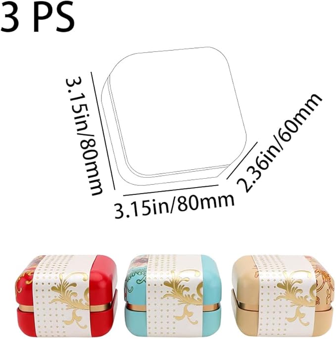 3 Pcs Tea Tin Canister Mini Tea Storage Box Rustproof Square Coffee Tea Sealed Box for Store Crafts Snacks Candy and Tea