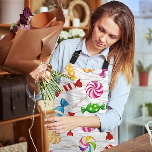 Various Candies Apron for Women Men, Adjustable Apron Cooking Kitchen Chef Apron for Home Kitchen, Baking Gardening BBQ, Coffee House, Restaurant - Image 6