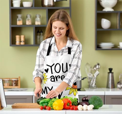 You Are My Sunshine Motivational quote Apron for Women Men, Adjustable Apron Cooking Kitchen Chef Apron for Home Kitchen, Baking Gardening BBQ, Coffee House, Restaurant - Image 5