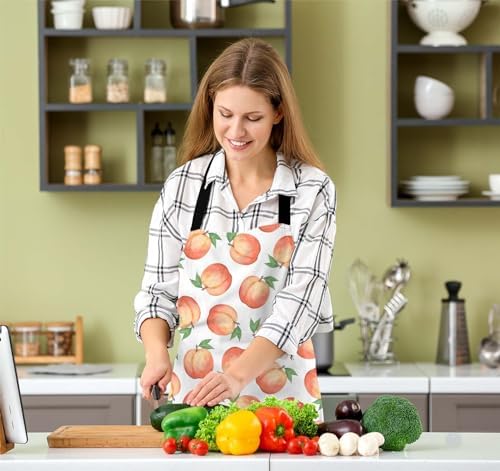 Watercolor Peaches Apron for Women Men, Adjustable Apron Cooking Kitchen Chef Apron for Home Kitchen, Baking Gardening BBQ, Coffee House, Restaurant - Image 5