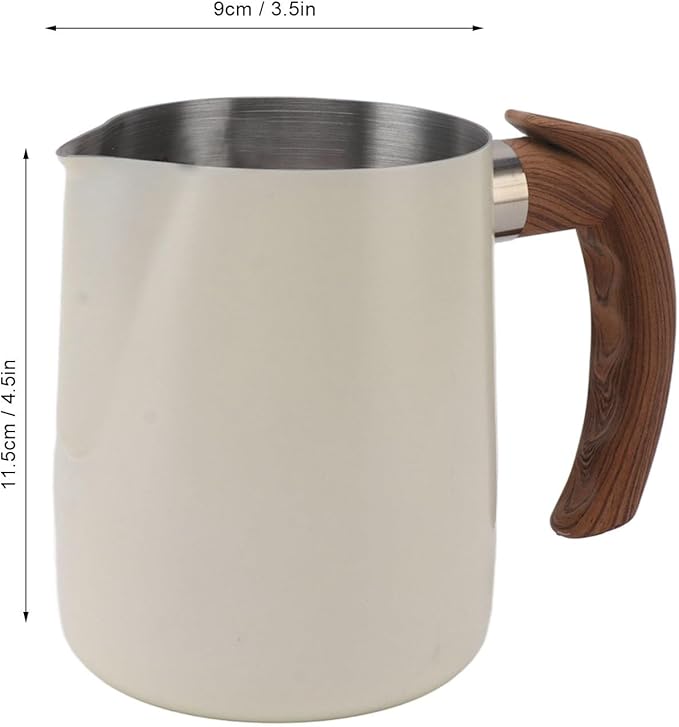 Milk Frothing Pitcher 20oz, Stainless Steel Coffee Steaming Pitcher with Measurement Scale, Pointed Spout, Ergonomic Handle for Latte Art, Cappuccino, Home, Cafe, Espresso Machine Accessories