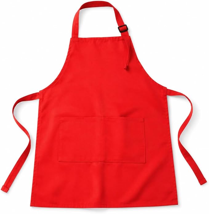 Chef Apron,Cotton Polyester Kitchen Apron with 2Pockets,Adjustable Stain Resistant for Cooking BBQ(1Pcs) by Unknown