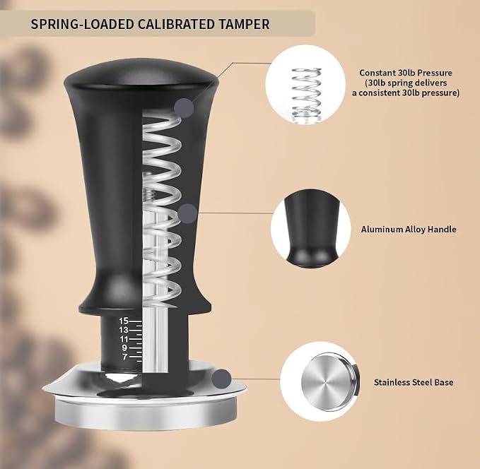 7 Pack Espresso Tamper Station&Coffee Distributor Tamper&Espresso WDT Stirrer&Coffee Tamping&Brush&Coffee Dosing Funnel&Espresso Puck Screen, Multipurpose Tools for Bar Home Office (51 mm) - Image 6