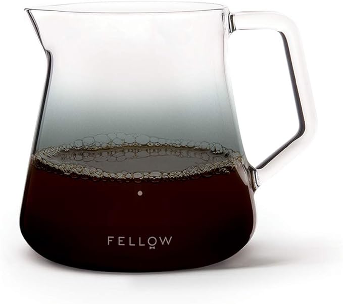 Fellow Mighty Small Glass Carafe - Manual Pour Over Coffee Beaker and Tea Steeper, Borosilicate Glass Decanter, 16.9 oz Smoke Grey Container