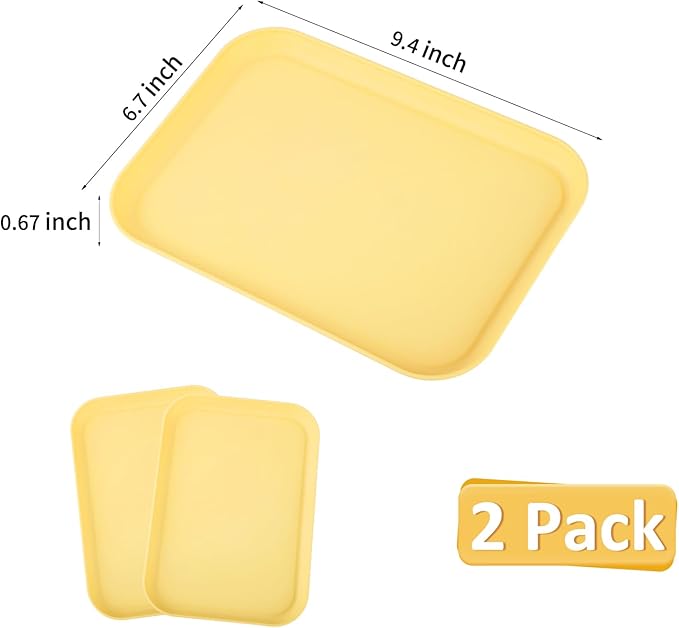 Yellow Plastic Serving Platters and Trays,Serving Dishes for Entertaining,Rectangular Platters for Serving Food, Appetizer Serving Trays for Snacks,Charcuterie,Chips,Candy,Fruit,Sushi