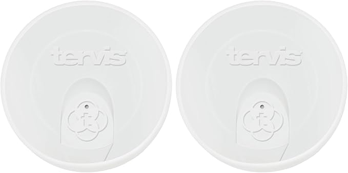 Tervis Travel Lid Made in USA Double Walled Insulated Tumbler Travel Cup Keeps Drinks Cold & Hot, Fits 24oz Tumblers & 16oz Mugs, Frosted White (Pack of 2)