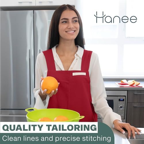 HANEE Cotton Aprons for Women and Men | Cross-Back Apron with Pockets - Image 3