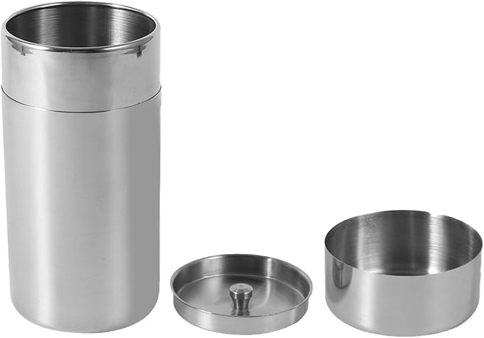 Tea Canister, Double Seal Tea Tins for Loose Tea, Stainless Steel Tea Tin Canister, Round Tea Storage Containers with Airtight Double Lids for Coffee Sugar, 5.9 x 3.0in (L)