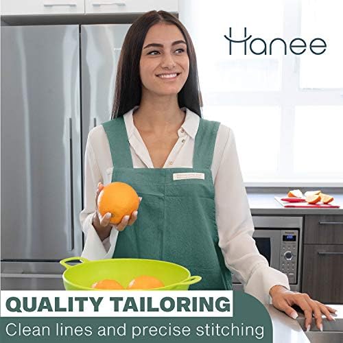 HANEE Cotton Aprons for Women and Men | Cross-Back Apron with Pockets - Image 3