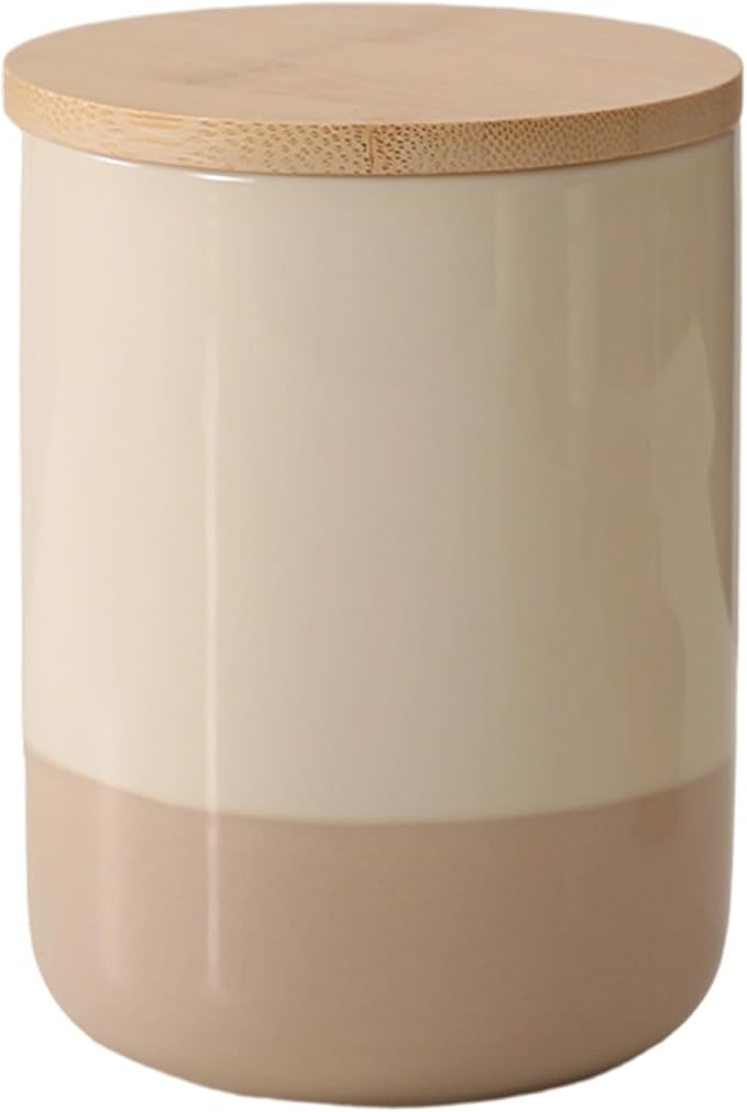 Ceramic Canister with Airtight Seal Lid, Kitchen Canisters for Countertop, Large Food Storage Jar for Flour, Coffee Bean, Sugar, Tea, Spices and More, Home Decor (1300ml/43.96oz)