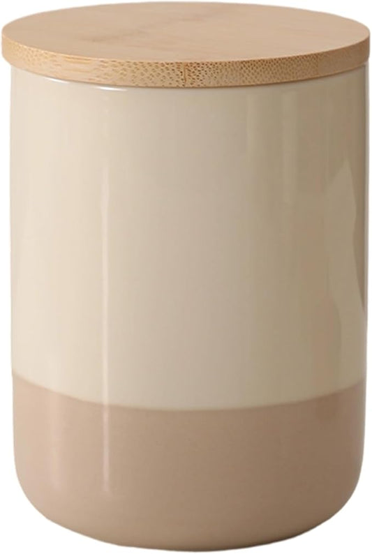 Ceramic Canister with Airtight Seal Lid, Kitchen Canisters for Countertop, Large Food Storage Jar for Flour, Coffee Bean, Sugar, Tea, Spices and More, Home Decor (1300ml/43.96oz)