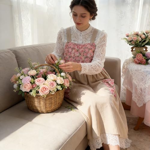 Uaussi Cotton Linen Apron Cross Back Work Apron for Women with Pockets Pinafore Dress X Cross Halter Apron for Chef Gardening - Image 7