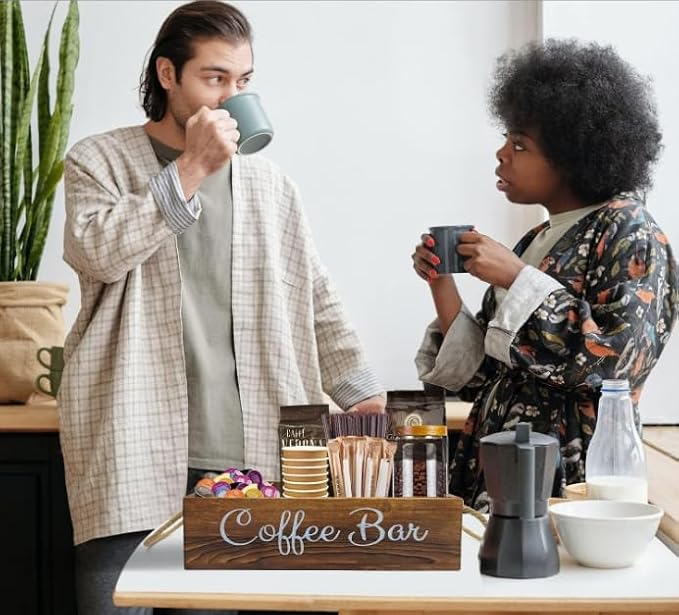 Coffee Counter Storage Rack Wooden Coffee Bar Storage Rack Features Removable Shelves Holds Coffee Pods,Sugar Packets,Stirrers And Tea Sets—Office Coffee Bar Accessories - Image 5