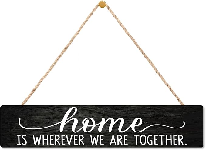 AGMDESIGN Home Is Wherever We Are Together Wood Sign, Rustic Family Reunion Decor, Wall Home Decor for Shelf Desk Door, Farmhouse Bedroom Wood Hanging Plaque, Great Gifts for Newlyweds Families by Unknown