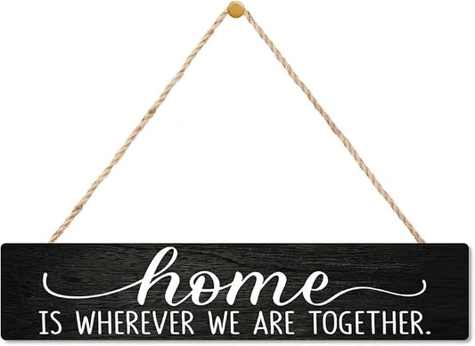 AGMDESIGN Home Is Wherever We Are Together Wood Sign, Rustic Family Reunion Decor, Wall Home Decor for Shelf Desk Door, Farmhouse Bedroom Wood Hanging Plaque, Great Gifts for Newlyweds Families by Unknown